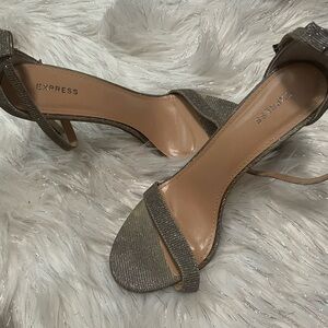 Express Women's Glittering Silver Heels